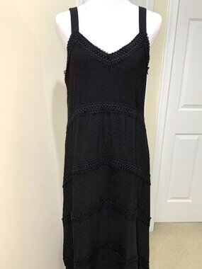 Kate & Mallory Sleeveless Dress Black Women Maxi V-neck Slip On Size M
